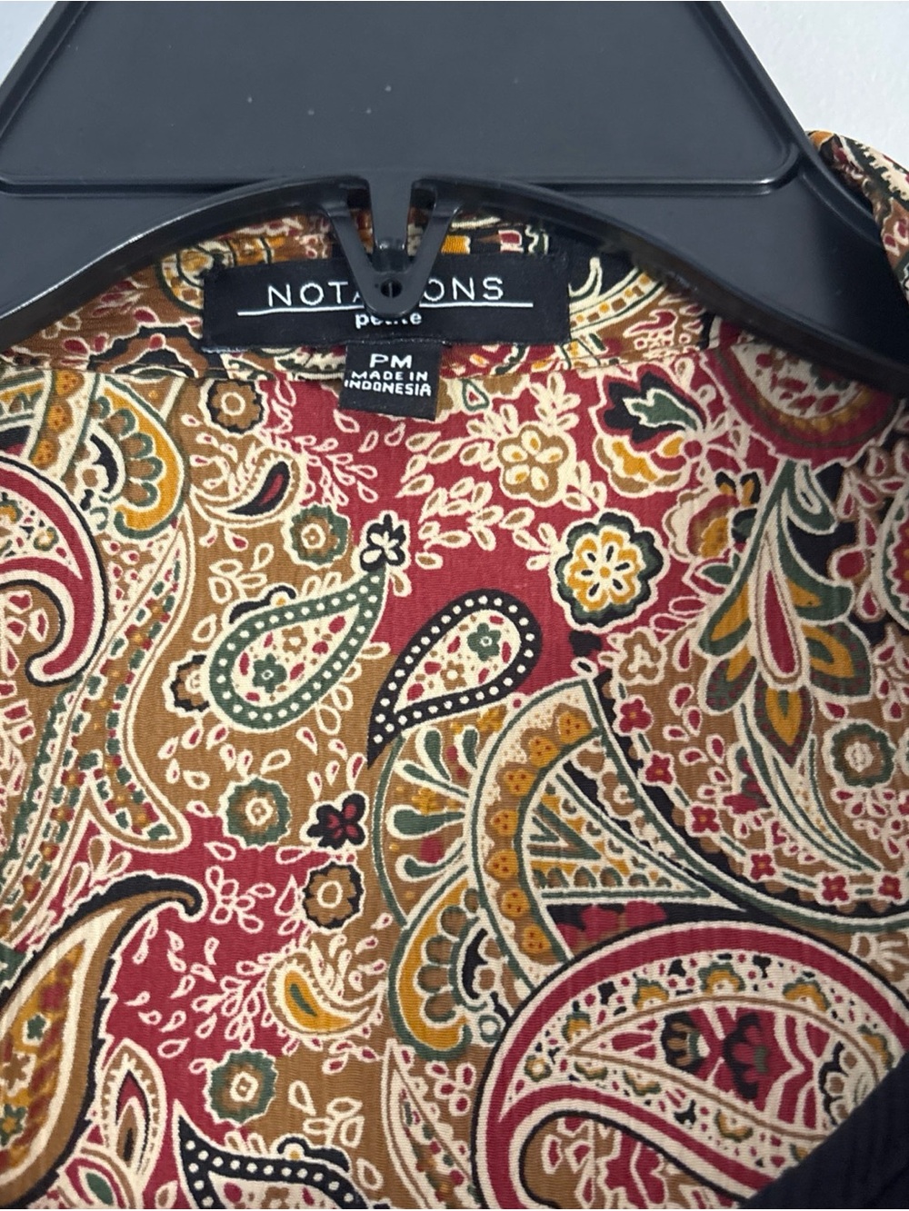 Notations Multicolor Paisley Button-Up Shirt Jacket — Red, Tan, Gold, Black - Picture 2 of 6